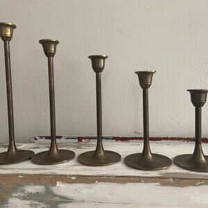 Brass Candle Holders Skinny Set of 5